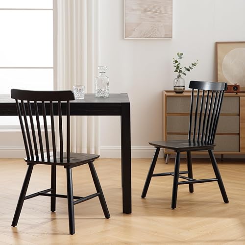 Miniatura 8 de LZAREAL Juego de 2 sillas de comedor de madera estilo granja, sillas de cocina modernas de mediados de siglo, sillas de comedor francesas Windsor