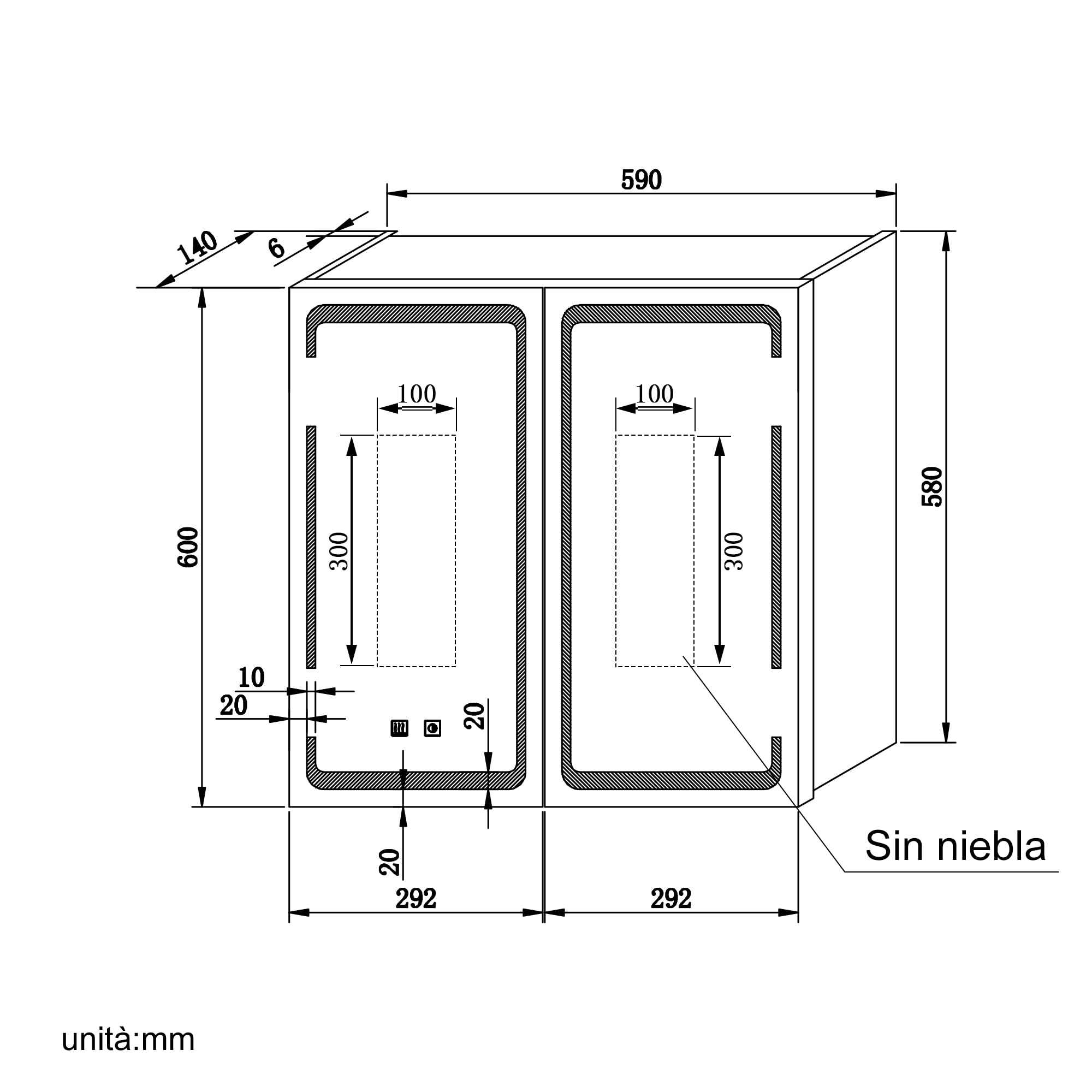 SONNI Armadietto Specchio Bagno con Illuminazione, 3 Colori Luce Regolabile Antiappannamento LED, Mobile Bagno con Specchio Verniciato Ferro a Singola, Design Armadietto Medicina,59x60x14cm