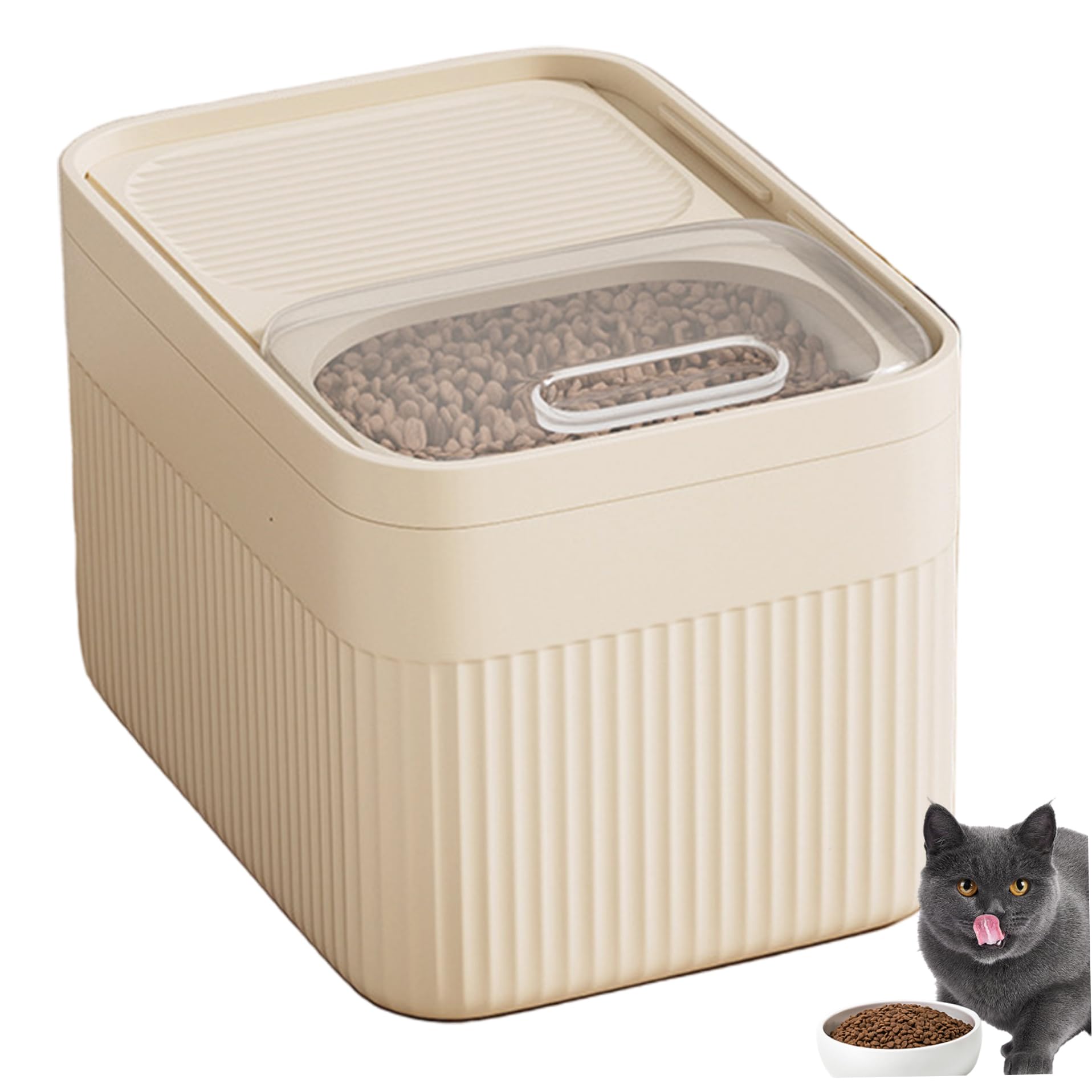 Contenitori per alimenti per animali domestici, 5-6,5 kg, contenitore per alimenti per gatti e cani, con coperchio ermetico e misurino, scatola ecologica in PP per la casa.