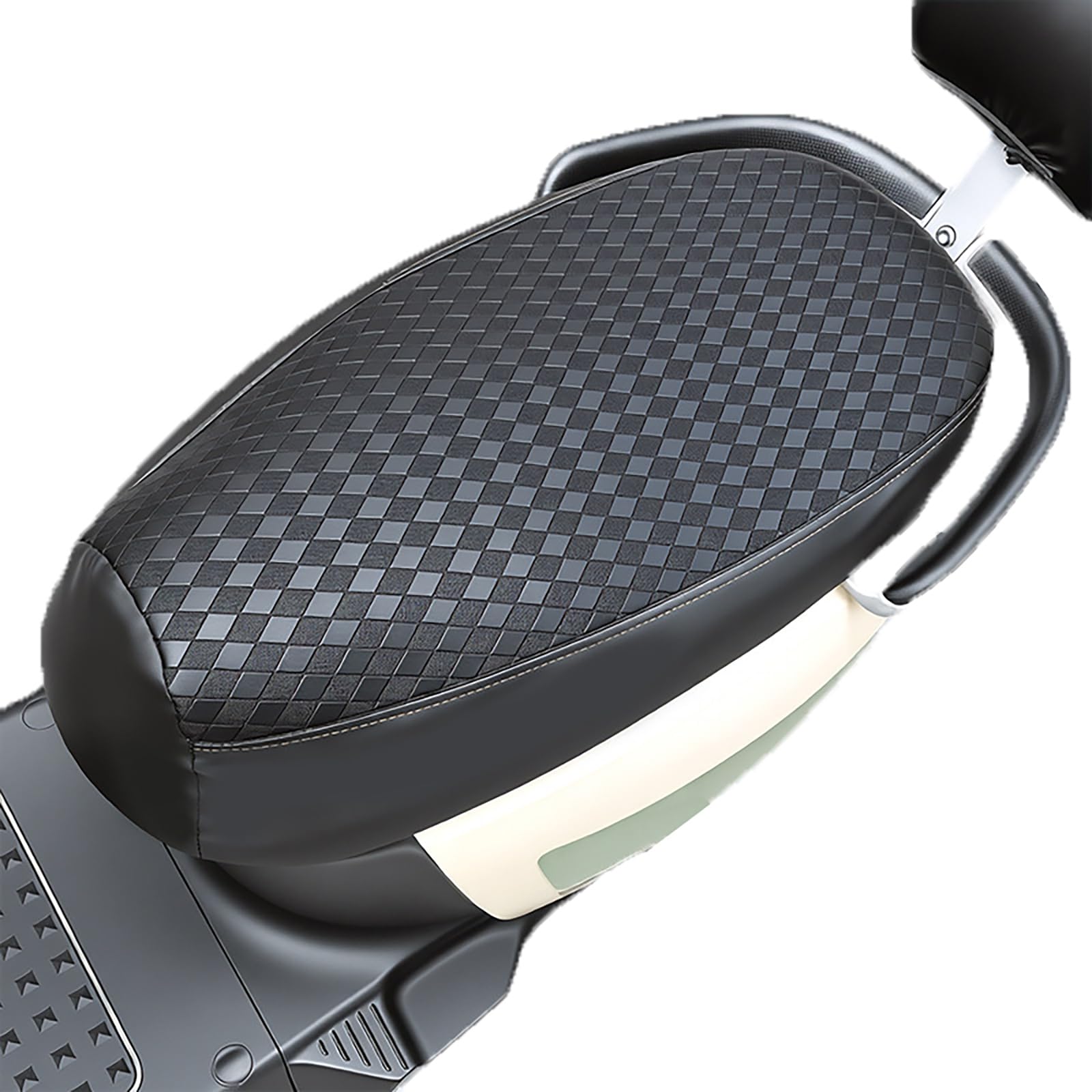 Mswborml Waterproof Leather Motorcycle Seat Cover Breathable Fabric, Universal Electric Scooter Saddle Pad, Summer Heat Insulation and Sun Protection for Outdoor Riding, Easy to Install,Black,M1
