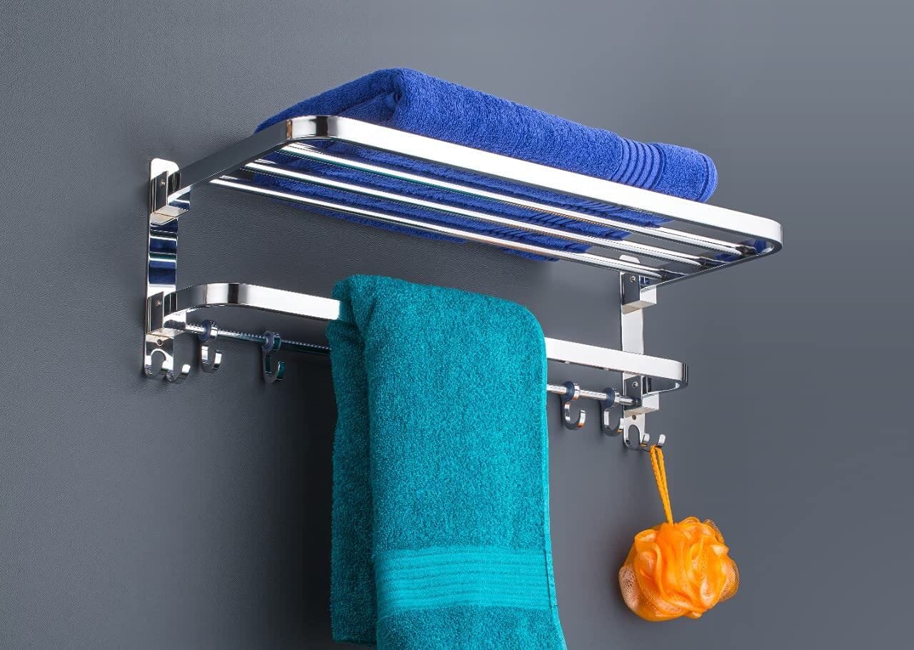 PENORA Dual Folding Towel Hanger for Bathroom/Stainless Steel Folding Towel Holder Stand/Towel Rack for Bathroom Accessories & Fittings Towel Rack (24 Inch-Chrome Finish)(Pack of 1) (B0DFYWWJD6) Amazon Price History, Amazon Price Tracker