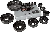 Vista 2 de Kit de sierra de metal de 16 piezas con 12 piezas de sierra de agujero de 3/4 a 5 pulgadas, llave hexagonal, placa de transmisión, 2 pérgolas