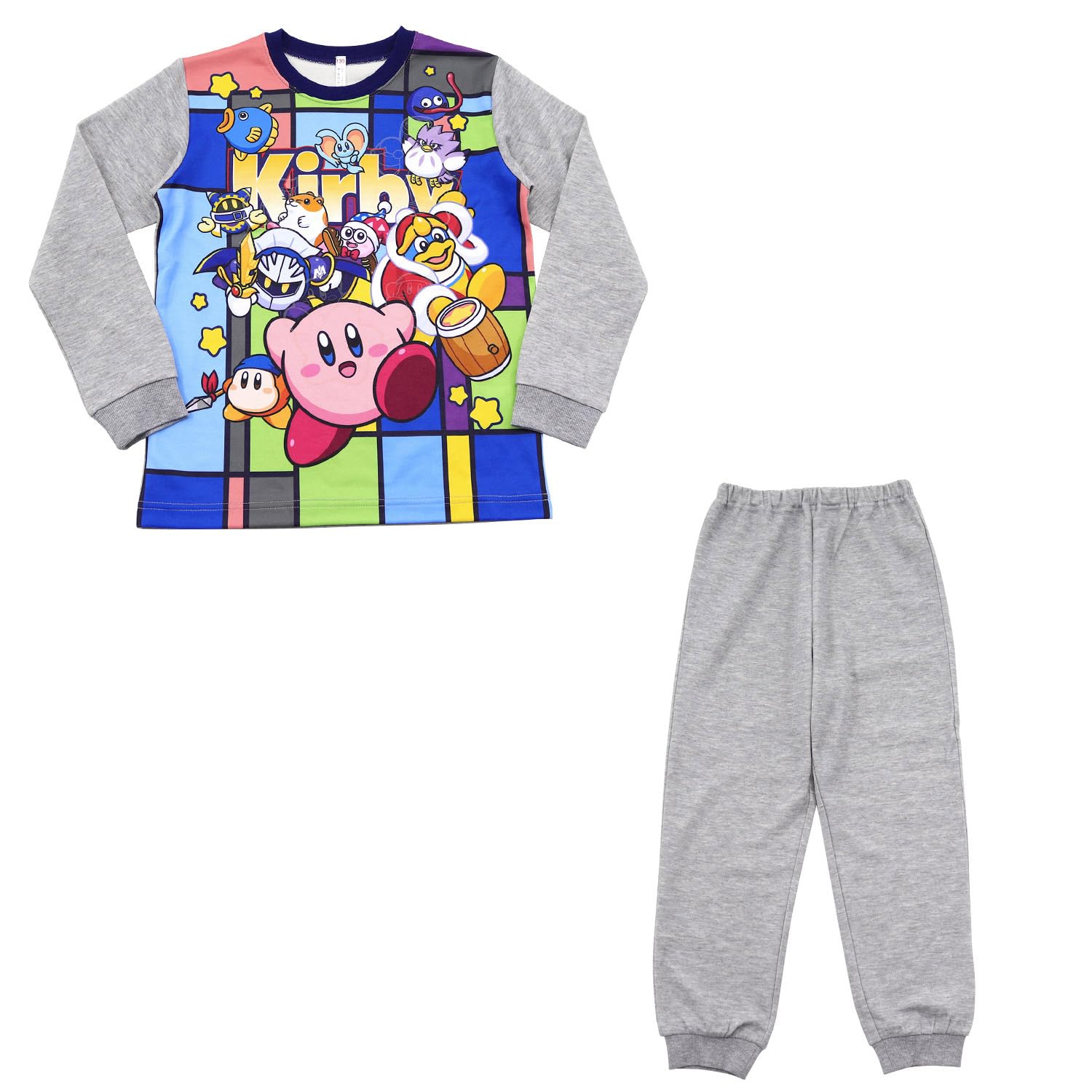 BANDAI パジャマセット星のカービィ 光るパジャマ 子供 長袖 長ズボン パジャマ 上下セット キッズ 男の子 肌側綿100％ ナイトウェア 男子 小学生 保育園 お泊り会 ルームウェア ディスカバリー カービィ デデデ大王 メタナイト エフィリン ワドルディボーイズ