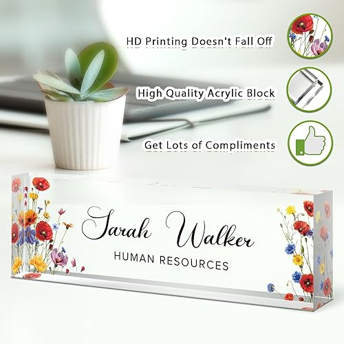 Miniatura 10 de Placa de nombre de escritorio personalizada, placa de nombre personalizada para escritorio, decoración de escritorio de oficina para mujeres y