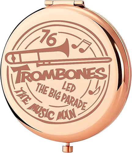 KEYCHIN Espejo de bolsillo musical para hombre, regalos para fanáticos de Harold, Trombones Let The Big Parade, espejo de maquillaje compacto