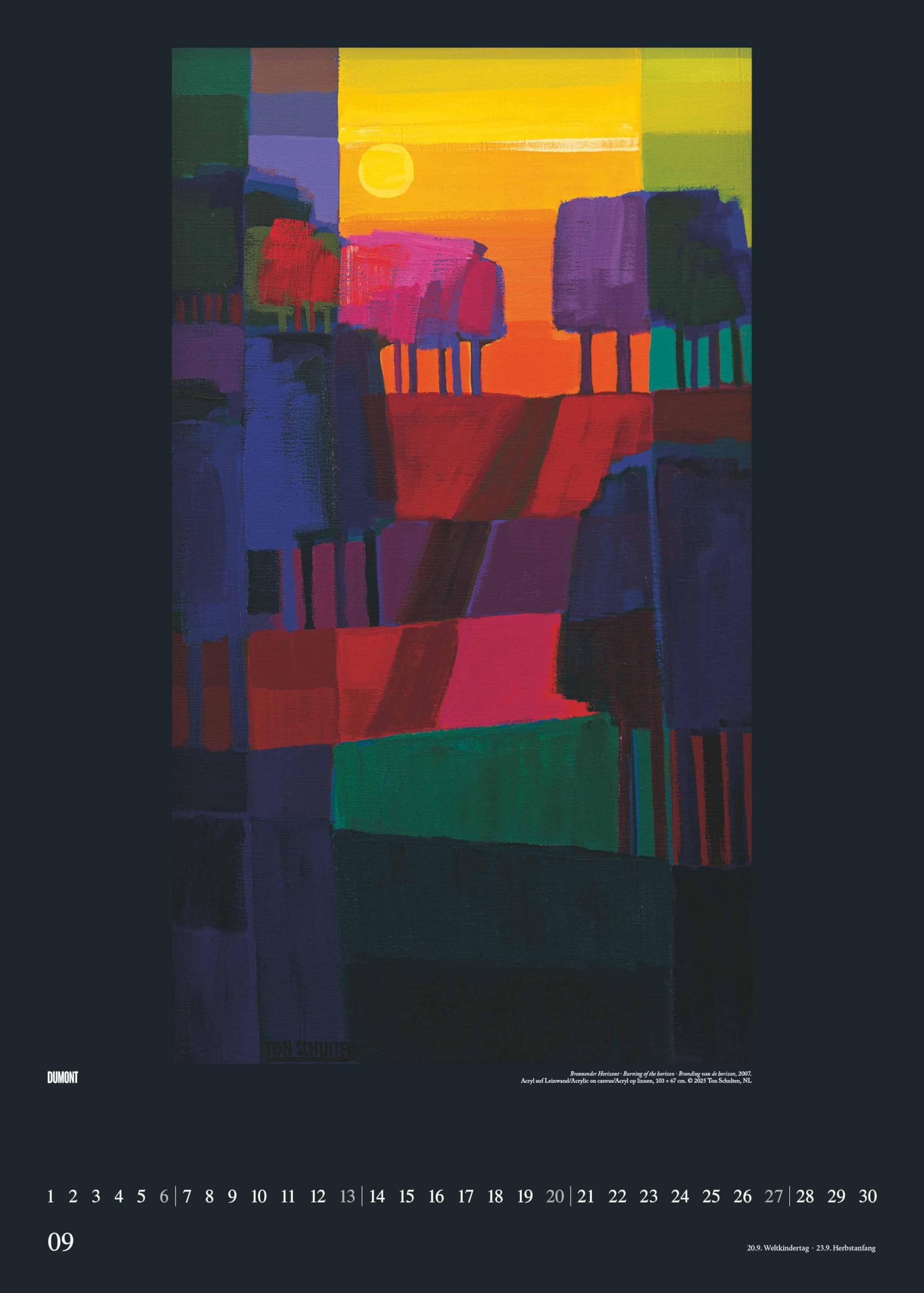 DUMONT - Ton Schulten 2026 – Kunst-Poster-Kalender 50 x 70 cm, Wandkalender mit farbenstarken Landschaftsmosaiken für Kunstliebhaber