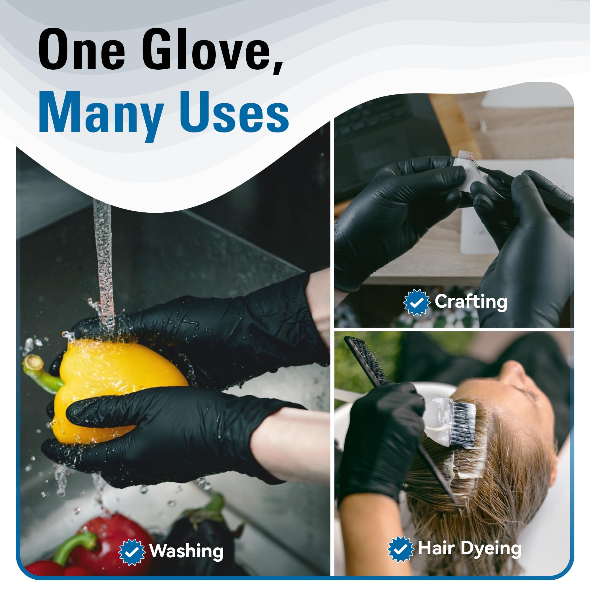 SWIFTLITE Einweg Nitrilhandschuhe schwarz, lebensmittelechte Gummihandschuhe latexfrei puderfrei zum Kochen von Lebensmitteln Prep Küche sauber (Medium, 100)
