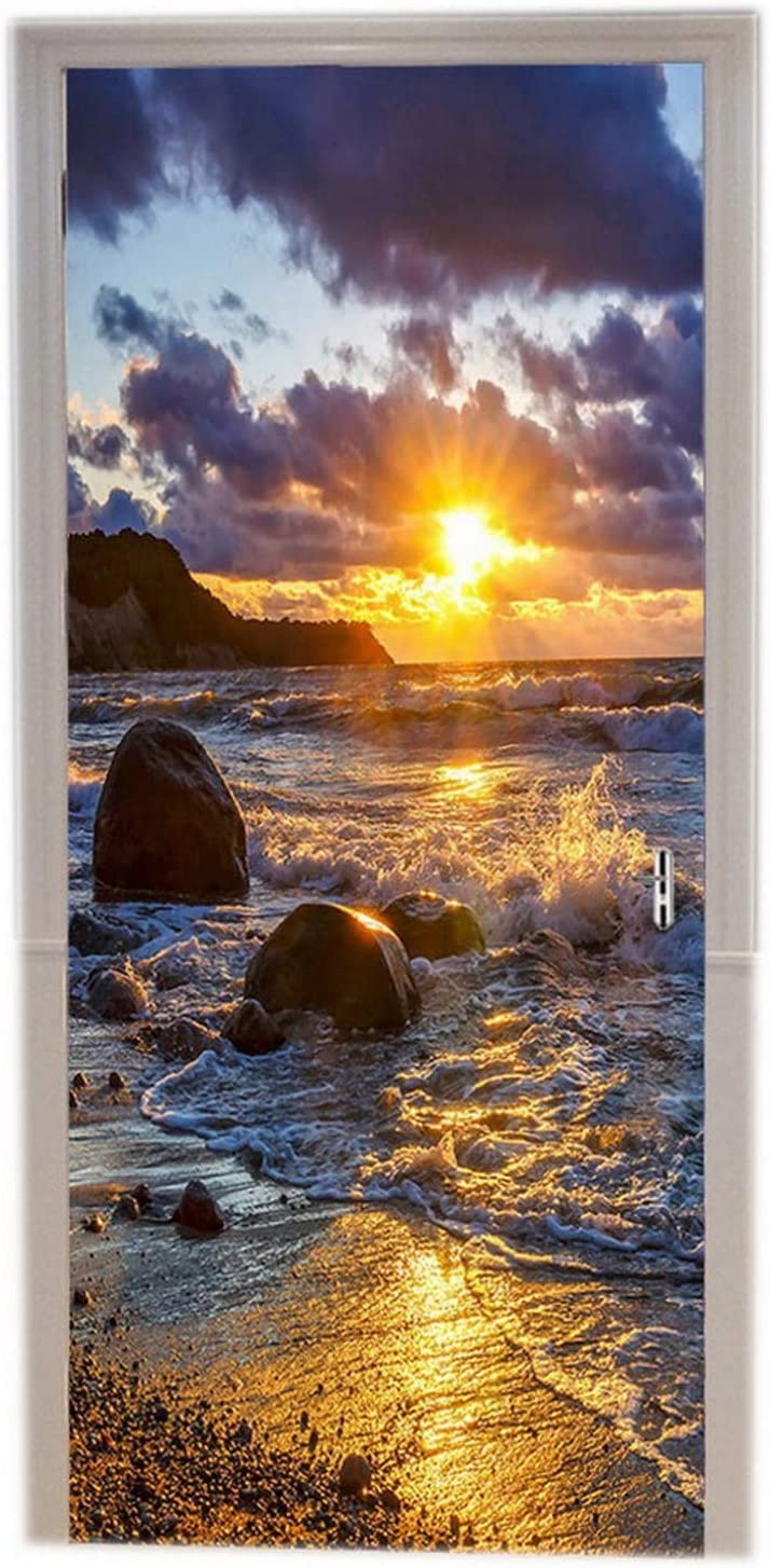 3D Porte Papier Peint Auto-Adhésif Porte Autocollant Affiche Murale Art Wall Sticker Photo Océan Plage