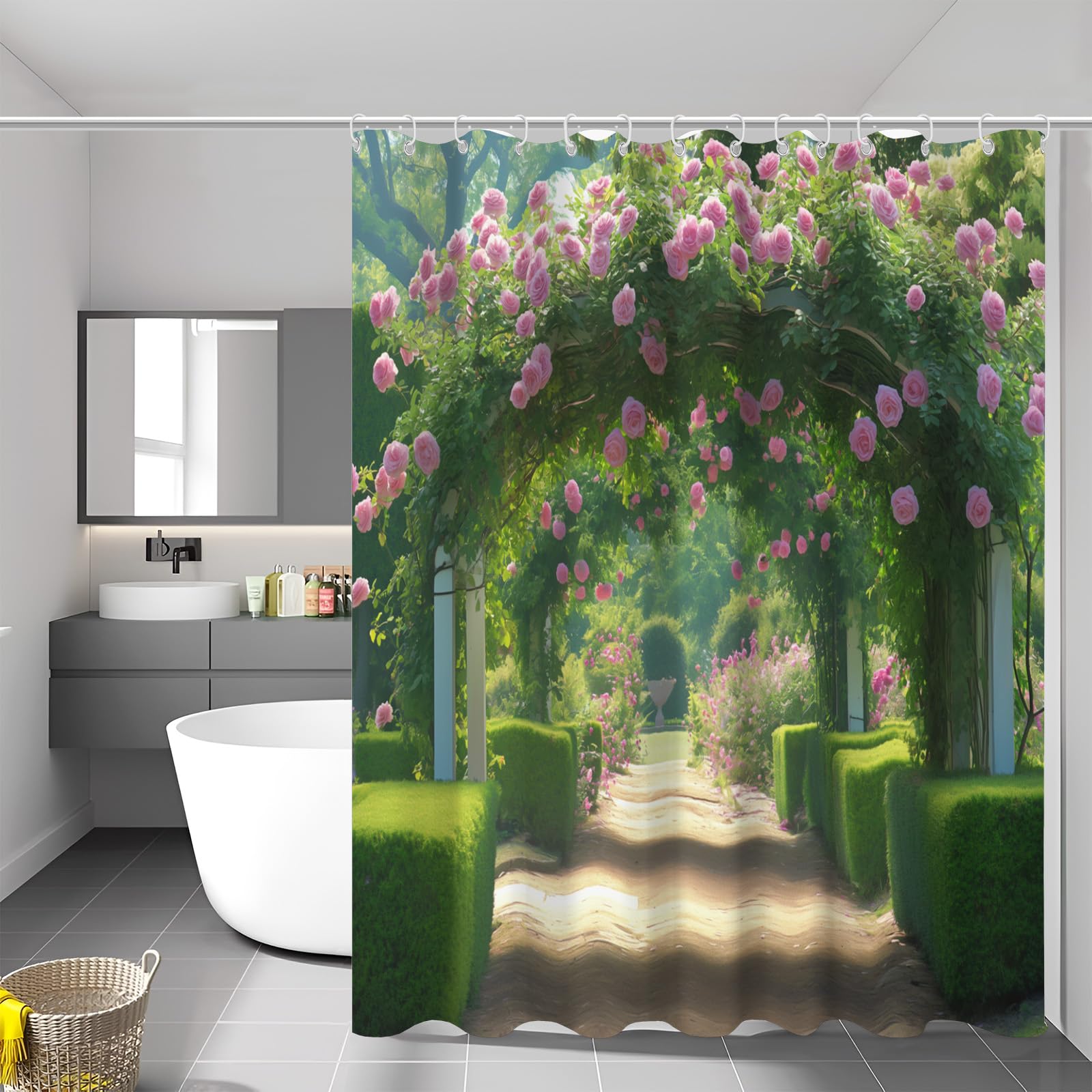 Rideau de douche textile 150x180 cm de qualité supérieure avec crochets