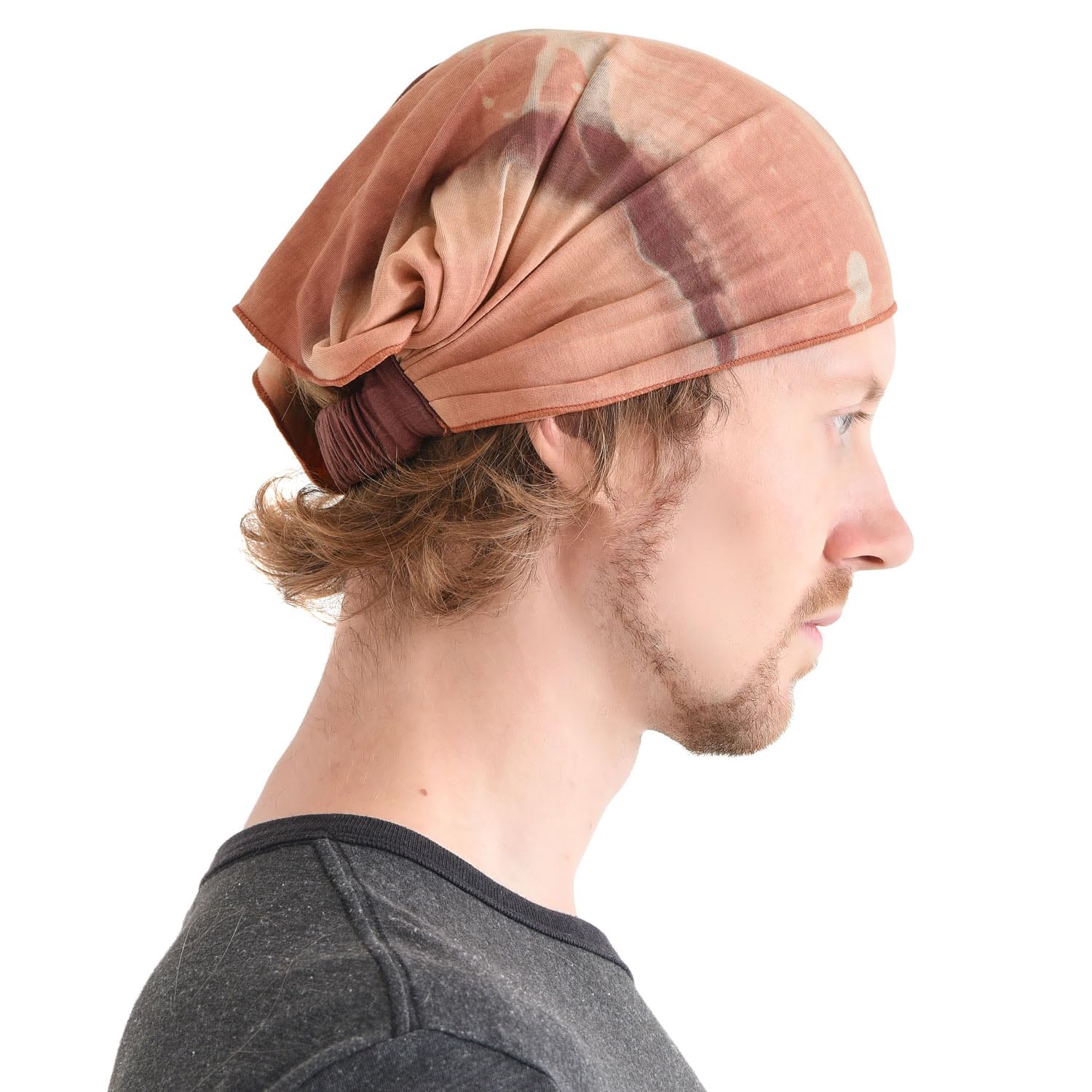 Tie Dye Bandana Headband For Women, Men's Loose Fitting Boho Headscarf, Wide Hand Dyed Hippie Hair Band For Dreads Orange