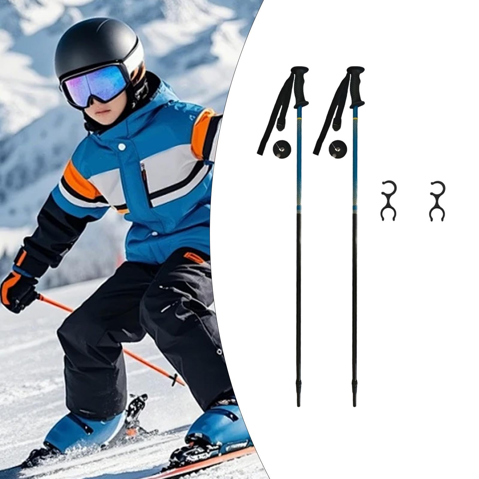 MERIGLARE Ensemble de 2 Bâtons de Randonnée, Bâtons de Ski, Bâtons de Marche en Aluminium avec Poignées en Caoutchouc Confortables et Options de Fixation pour E
