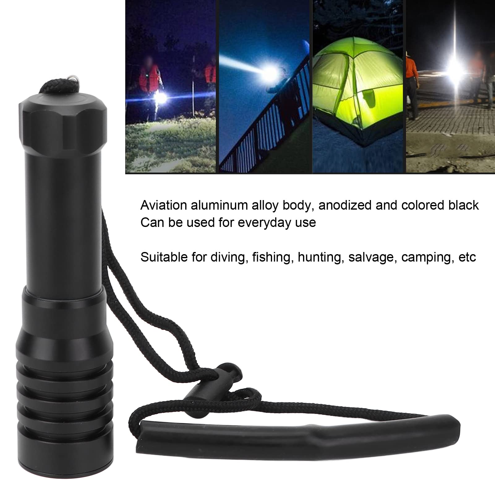 Torcia Subacquea da 5000LM, Torcia Subacquea a LED Impermeabile, Torcia Subacquea con profondità di 100 M per lo Snorkeling Sottomarino in Acque Profonde