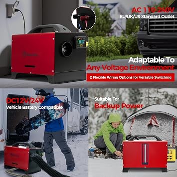 Sunster 8KW Portable Diesel Heater 12V/24V/240V with App, LCD, Bracket