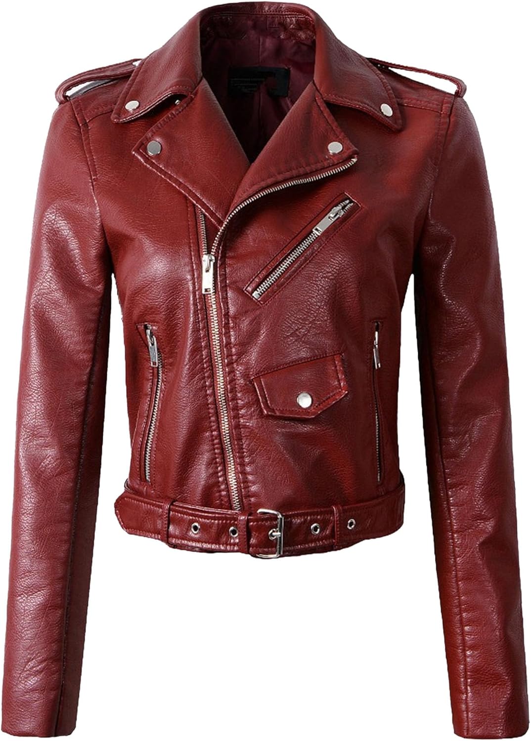 Women's Washed Faux Leather Lapel Coat Cropped Open Front Fashion Coat Jacket Slim Fit Motorcycle Fall Coats