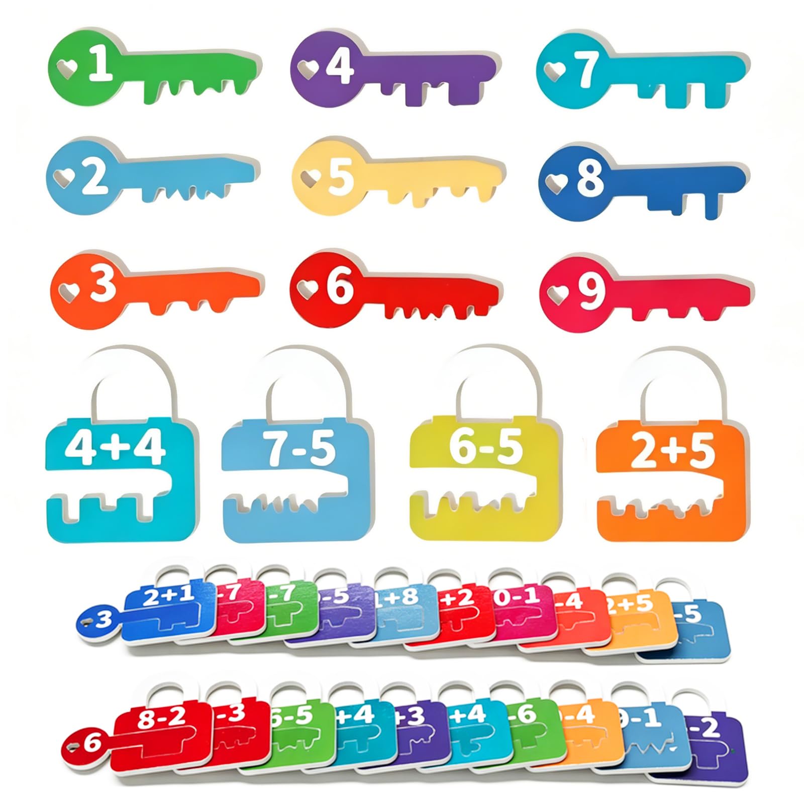 Simple Math Game, Colour Matching Toy, Key & Lock Game - Jigsaw Puzzle