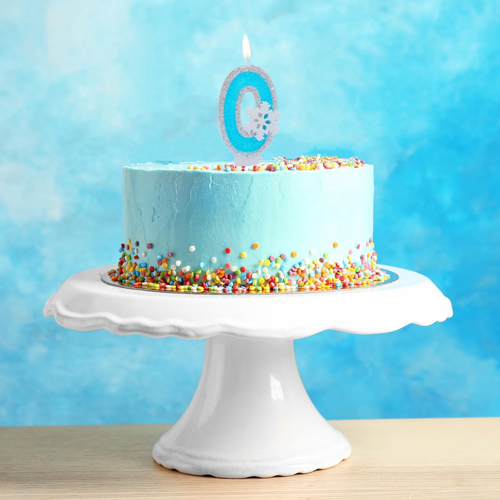 Decoraciones de fiesta de cumpleaños azul congelado, velas blancas con número de copo de nieve del 0 al 9, suministros de fiesta de cumpleaños para niños y adultos, suministros de fiesta de boda,