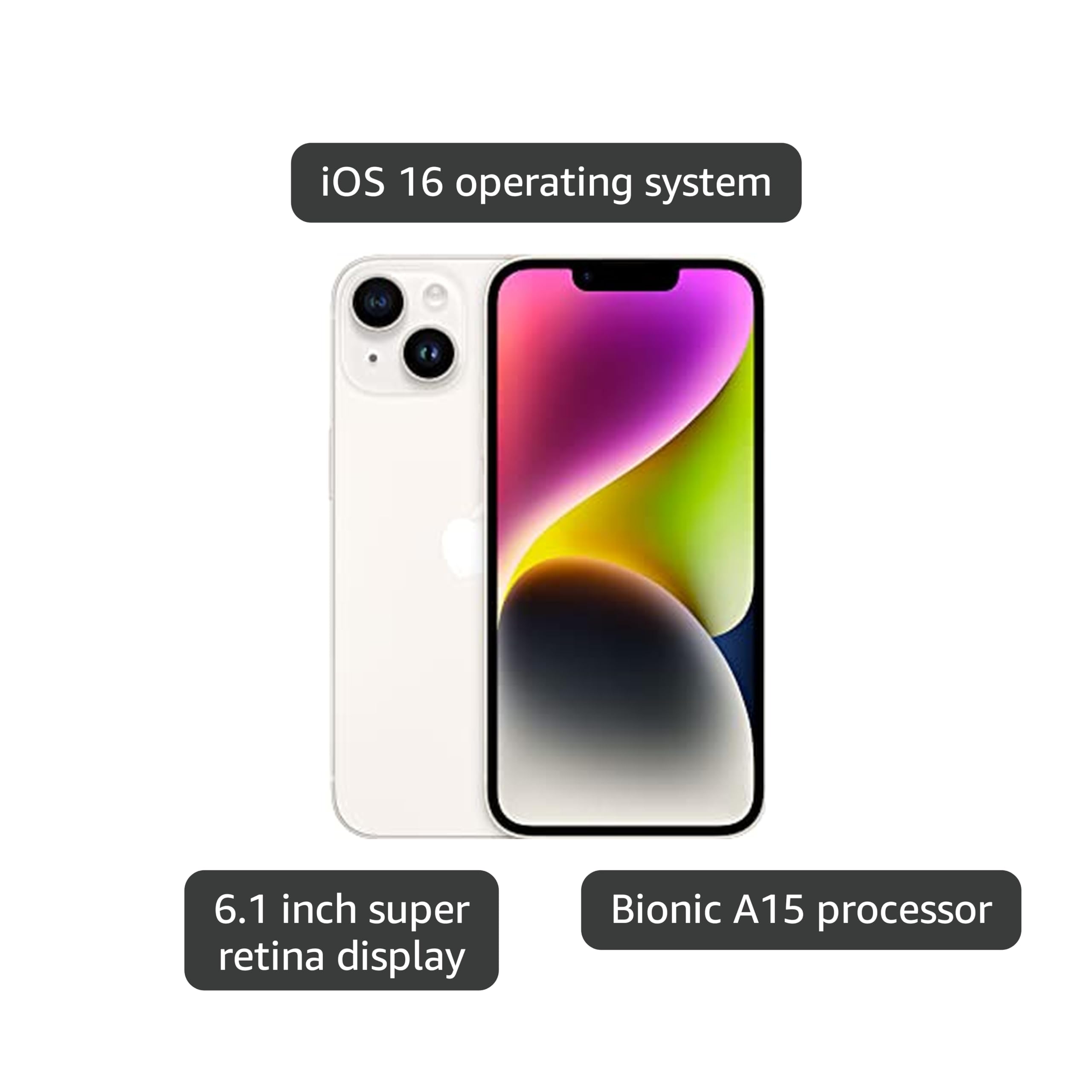 Amazon.com: Apple iPhone (Renewed Premium) 14, 128GB, Starlight