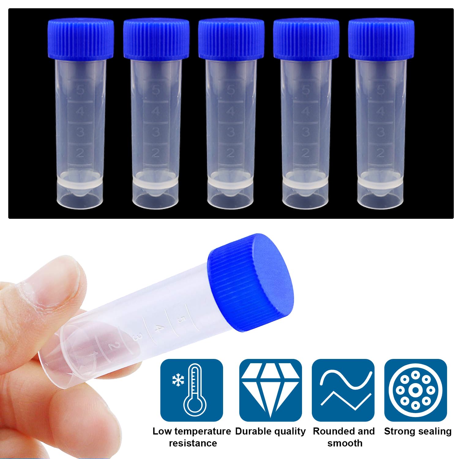 Hopbucan Lot De 36 Tubes Cryogéniques 5 Ml – Tubes En Plastique Avec Bouchons à Vis + Boîte De Rangement, Idéal Labo, Échantillons & Congélation