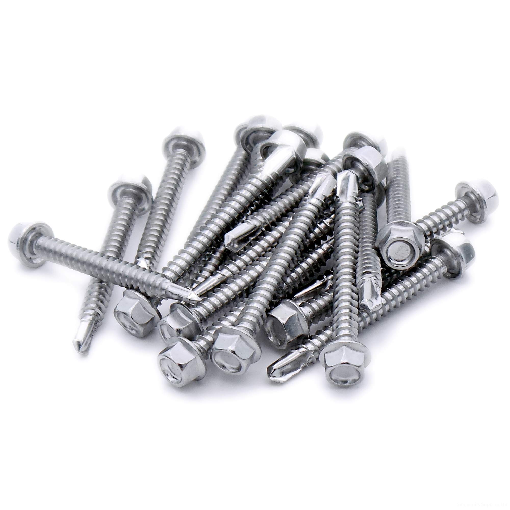 Singularity Supplies No.12 X 1.5 (5.5Mm X 38Mm) Hex Self-Drilling Screw (Flanged) - Stainless Steel (A2) (Pack Of 20)
