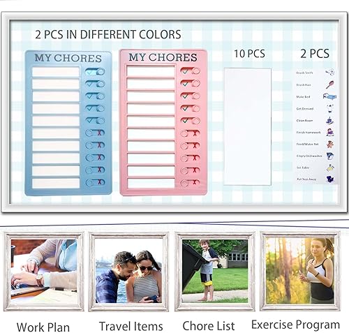 Miniatura 6 de Tabla de tareas para niños, varios niños, tabla de tareas desmontable, tablas de tareas para niños, tabla de tareas diarias para niños con cartulina