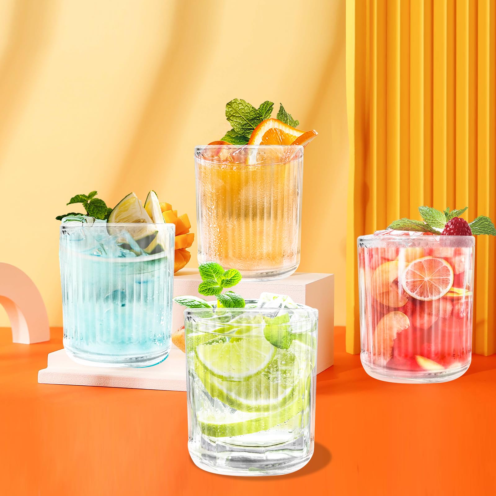 Royal Albert Old Country Rose Hand painted set of 4 highball glasses 24K gold (like new condtiion)