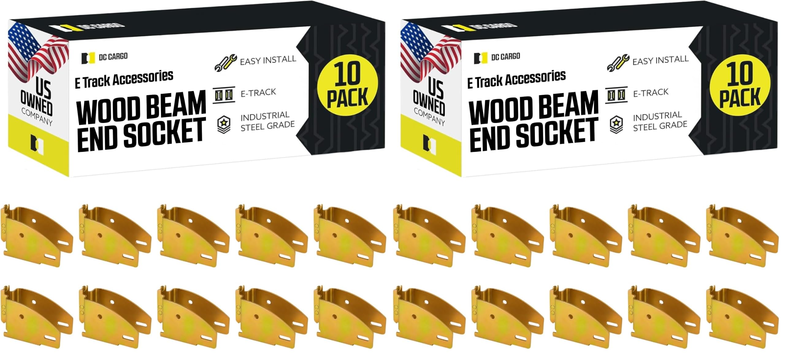 DC Cargo Mall E Track Wood Beam End Socket Shelf Brackets Accessories (20 Pack) - Fit with 2x4 2x6 Add Removable Etrack Load Lock Bar for Enclosed Trailers - Zinc-Coated Steel