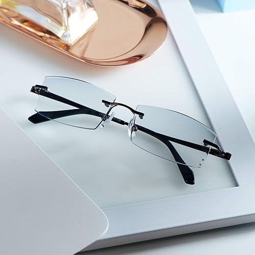 Miniatura 9 de LifeArt Lentes de bloqueo de luz azul, lentes de lectura para computadora, anti rayos azules, reducen la fatiga ocular, marco sin montura tintada