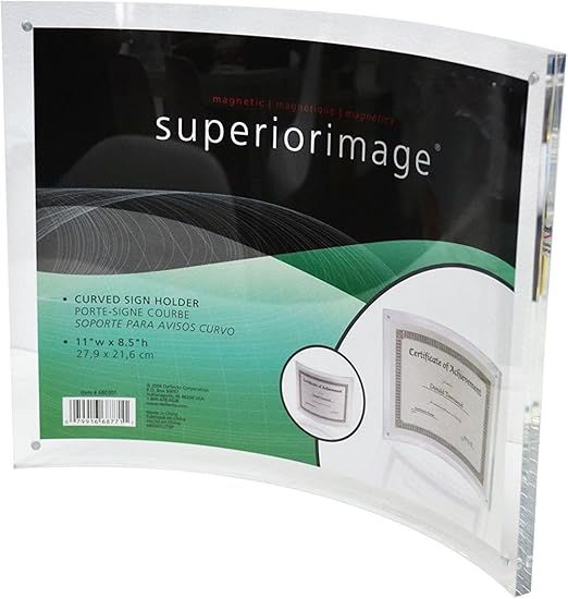 8.5x11 Curved Sign Holder,Acrylic Photo Frame with Magnetic for Document Poster,Diploma,Certificate,Landscape,Clear