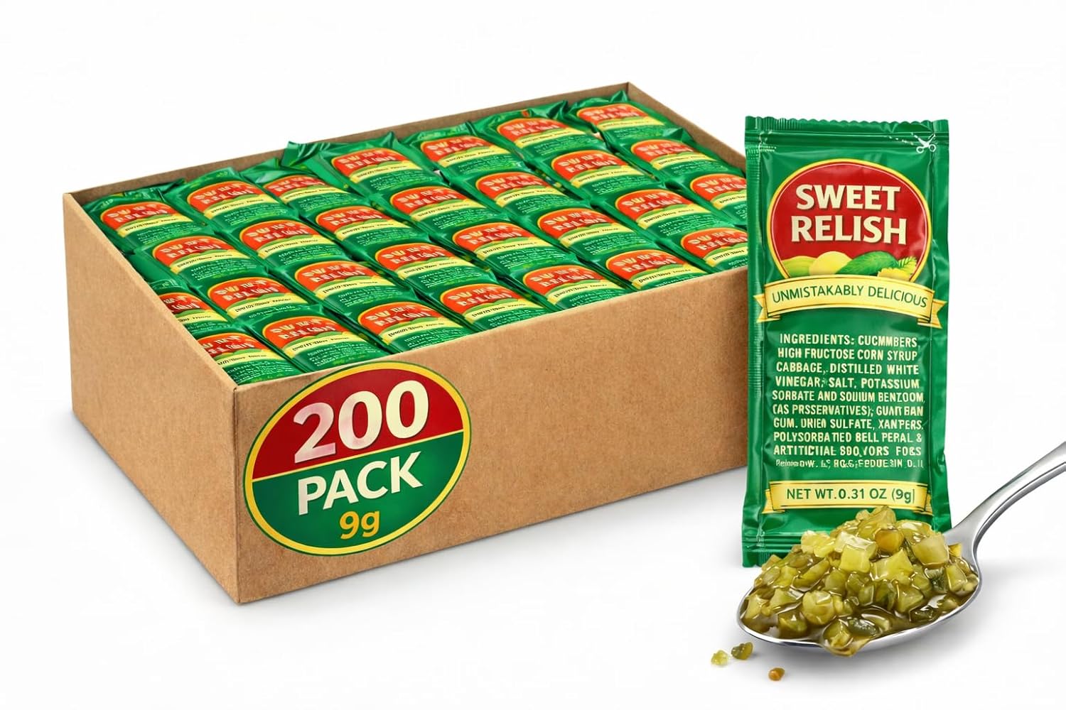 Relish Single Serve Packet | 200 Pack, 200, Count | (0.3 oz Packets, Pack of 50/100/200/300/400/500)