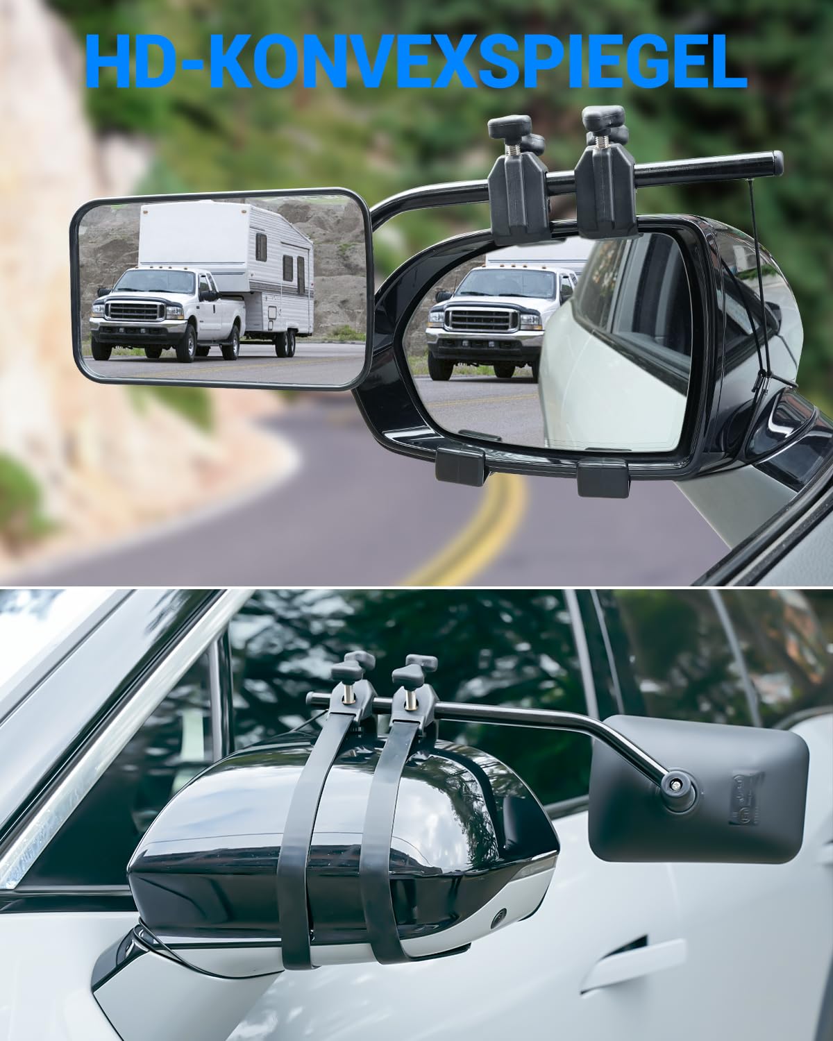 SUPAREE Wohnwagen Spiegel Universal Zusatzspiegel Außen Konvexspiegel 360° Drehung einstellbar 2 Stück