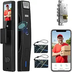 Fechadura Eletronica com Reconhecimento Facial 3D, Fechadura Digital com Camera e Wi-Fi Integrado, Fechadura Inteligente com Fechadura Biometrica, com Cilindro de Fechaduras