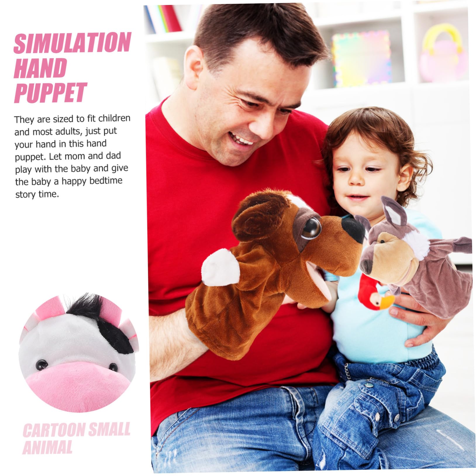Marionetas de Mano de Juguete 5 Piezas de Algodón PP | Juego Interactivo, Boca Móvil, para Adultos y Papás, Cuentos y Role-play