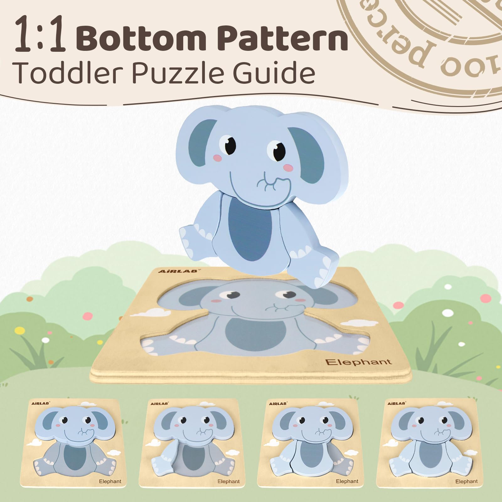 Airlab Puzzle Legno Bambini 18+ Mesi, Giocattoli Educativi Risveglio Montessori, Puzzle Animali 3D con Cornice e Borsa Organizer, Regalo Compleanno Pasqua Halloween Natale Ragazzi Ragazze 2 3 4 5 Anni