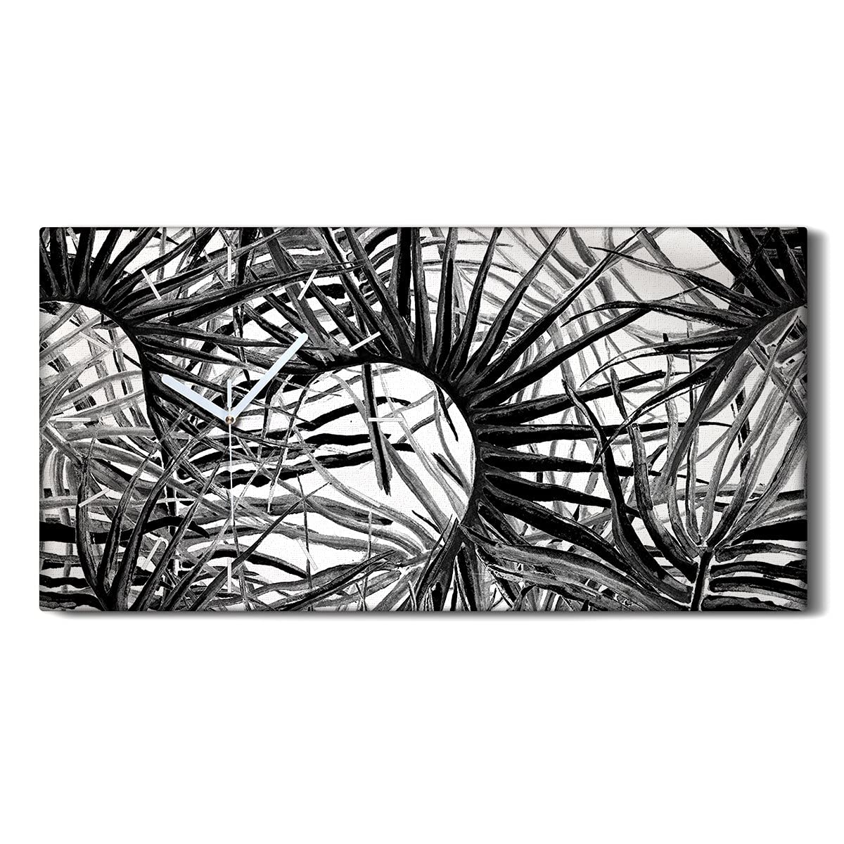 Horloge murale salon décoration jungle moderne 60x30cm toile silencieuse