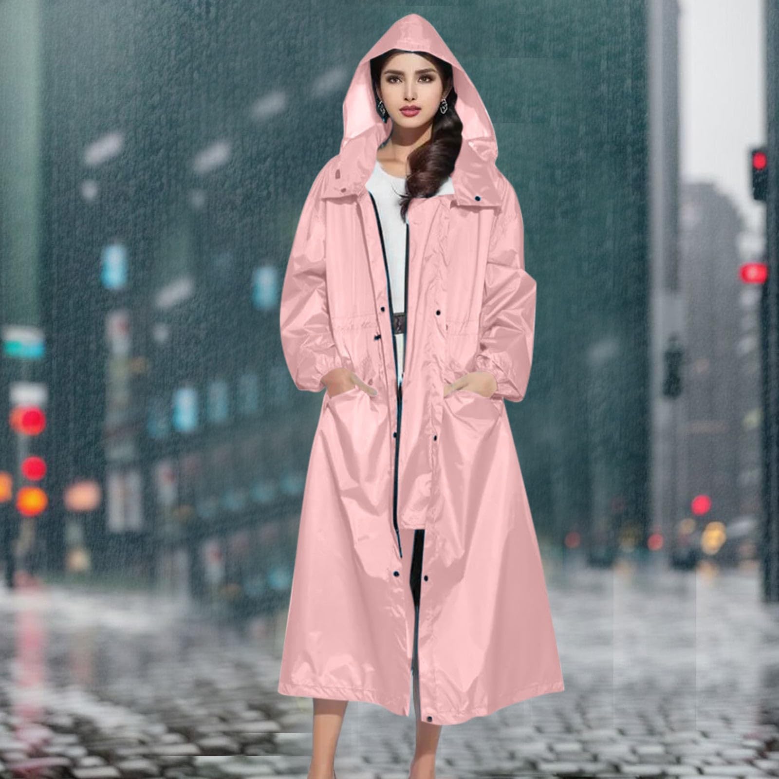 Poncho de lluvia impermeable para hombre y mujer, chaqueta larga con capucha, chubasquero unisex, chubasquero plegable, chubasquero fino, ligero, para adultos, poncho de lluvia para