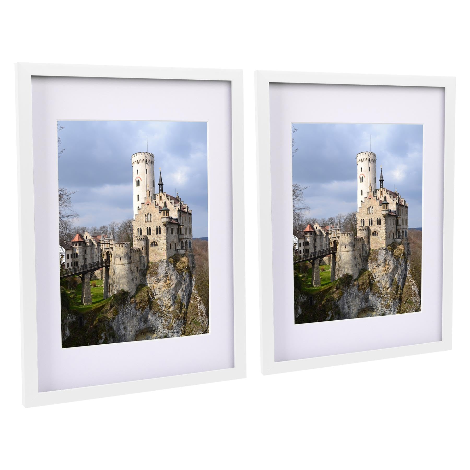 Nicola Spring 2X Photo Frames With White A4 MountA3 (12" X 17") White Portrait Hanging Wall Mounted Picture Display Frame from B&Q