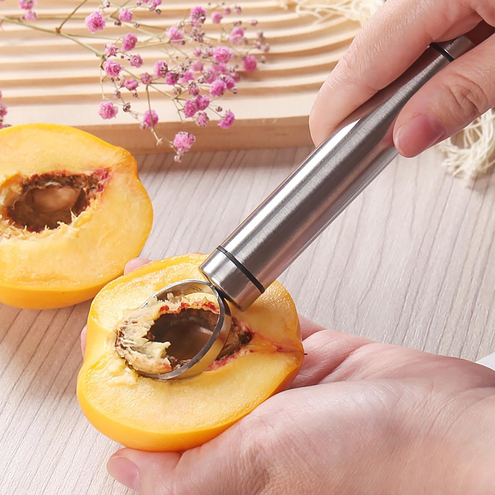 Genérico Deshuesador de melocotón, Herramienta para deshuesar melocotón de Acero Descorazonador de Frutas, Conveniente removedor de núcleo de melocotón con Agarre cómodo para azufaifo de Cereza de p