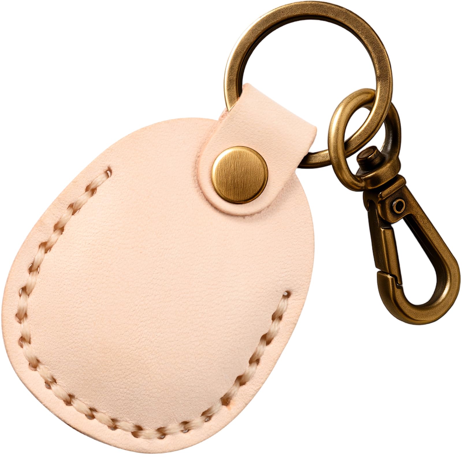 Q1T5 Genuine Leather AirTag Holder Compatible with Apple AirTag 2nd Gen & 1st Gen, Handmade Leather Air tag Keychain with Key Rings, Hidden Air tags