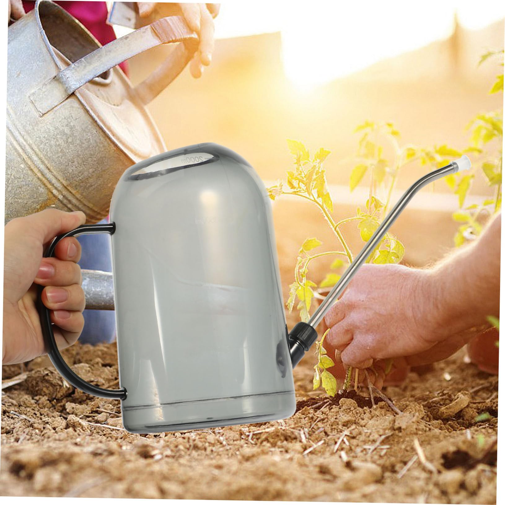 Annaffiatoio da Giardinaggio 2l Beccuccio lungo Abs e Acciaio Inox