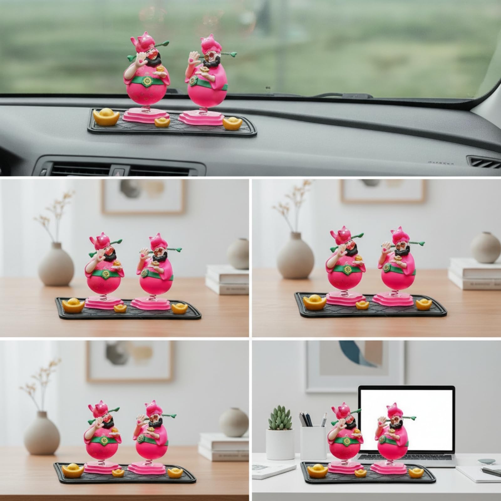 2 Pezzi Statuitina con Molla Piacevole Soprammobile Divertente Decorazione per Automobilisti, Cruscotto, Auto