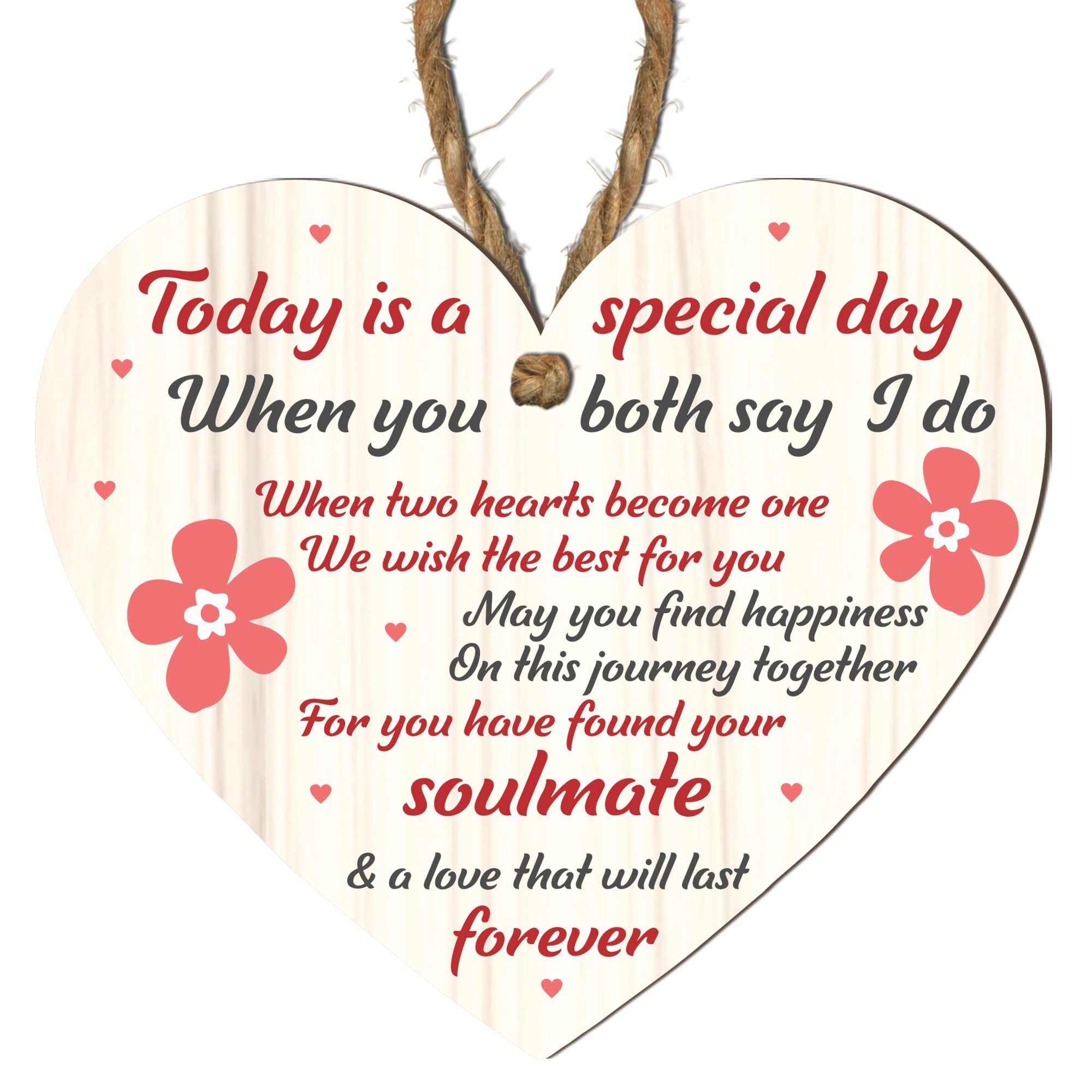 Mr and Mrs Wedding Gift Wooden Heart Plaque - Bride and Groom Keepsake Soulmate Gift: - Perfect for Weddings, Anniversaries, & Special Occasions (Medium: 15 cm (H) × 13 cm (W))