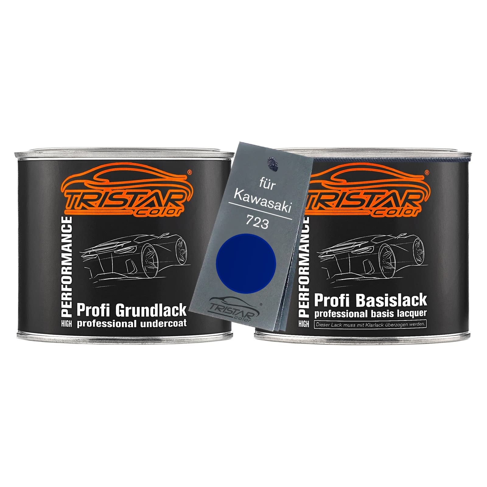TRISTARcolor Pots de Peinture moto pour Kawasaki 723 Candy Plasma Blue 1,0L | Kit peinture de fond + base, prêt à l'emploi