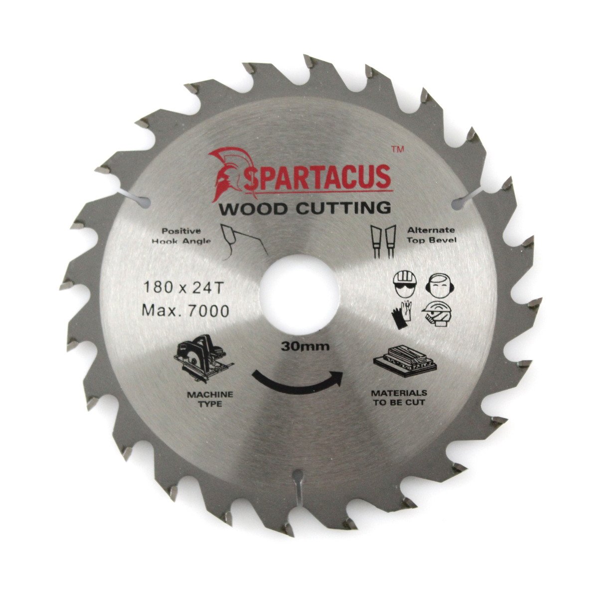Spartacus Wood Cutting Circular Saw Blade 180Mm X 30Mm Bore 24 Teeth