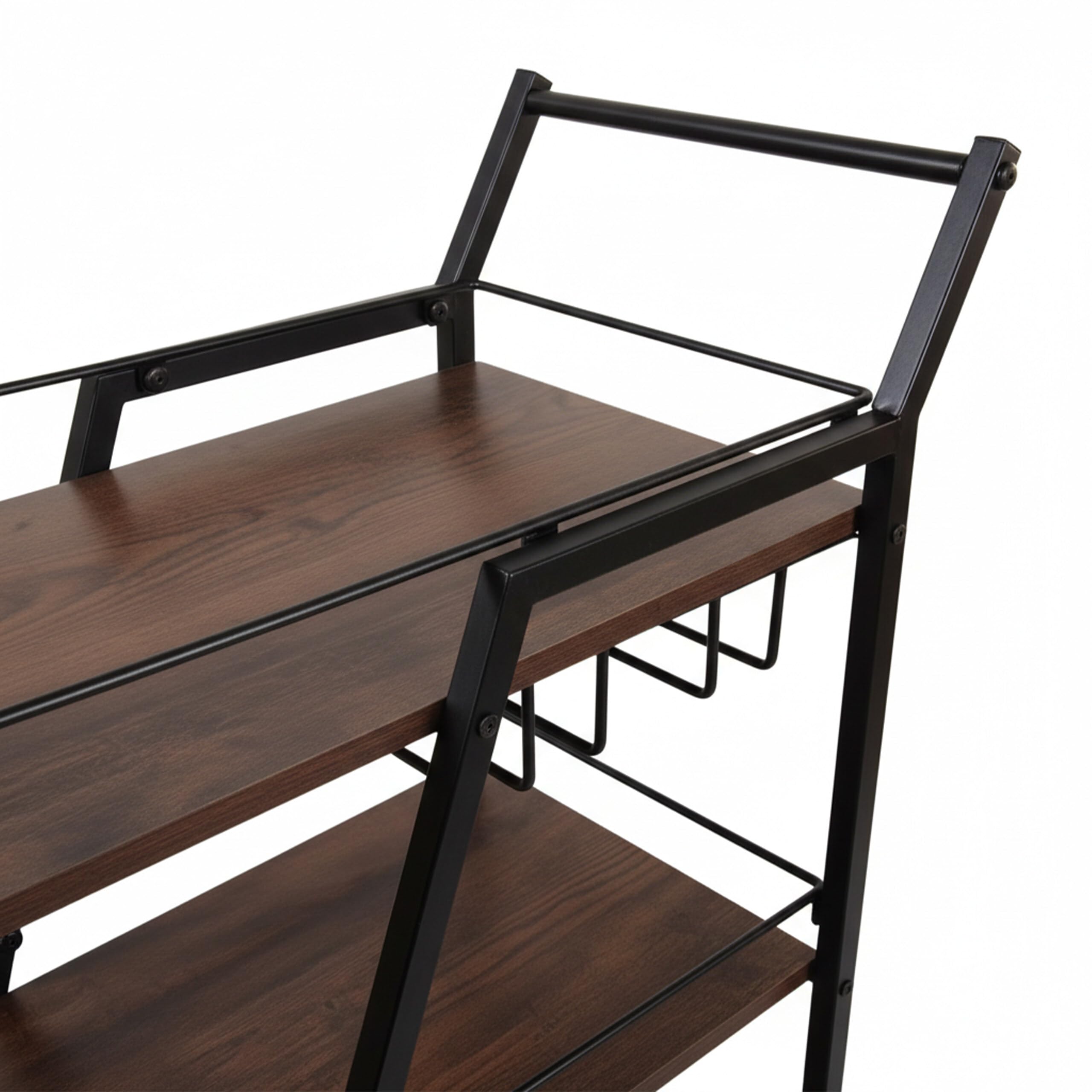 Relaxdays Carrello da Cucina 3 Ripiani, portabicchieri, Stile Industriale, su Ruote, HBT 83x39x29