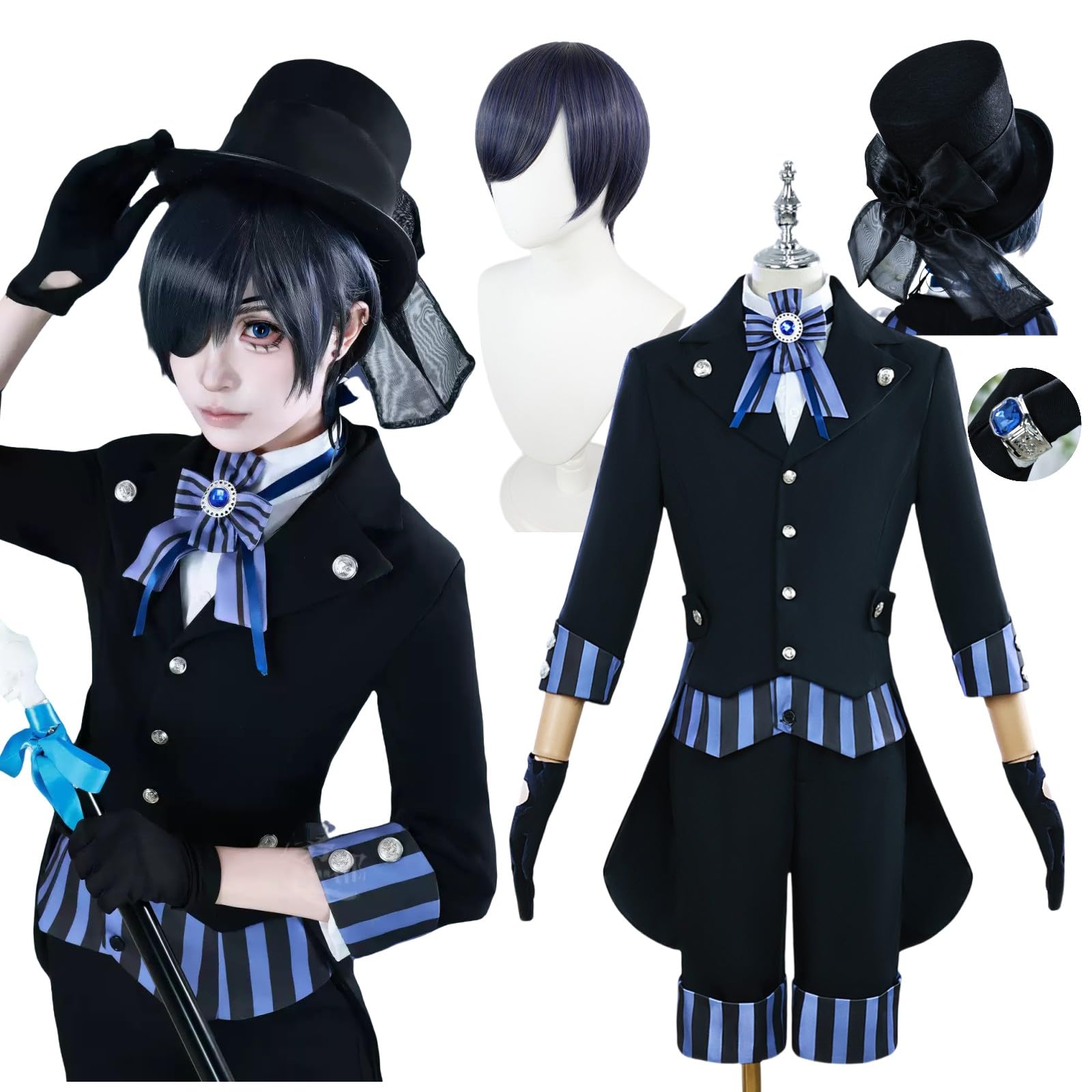Amazon.co.jp: ウィッグ追加可 シエル・ファントムハイヴ コスプレ衣装 