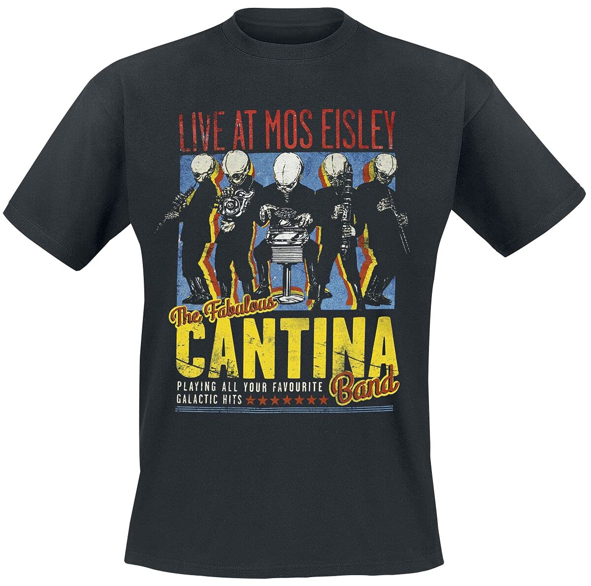 Star Wars Cantina Band On Tour Hombre Camiseta Negro Regular