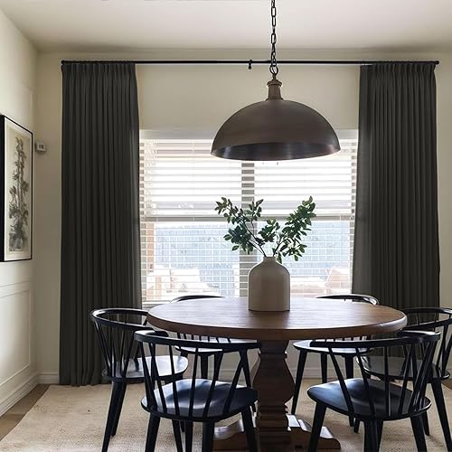 TWOPAGES - Cortina plisada para barra transversal, cortina oscura para habitación sin forro, 84 pulgadas de largo, 1 panel, color negro