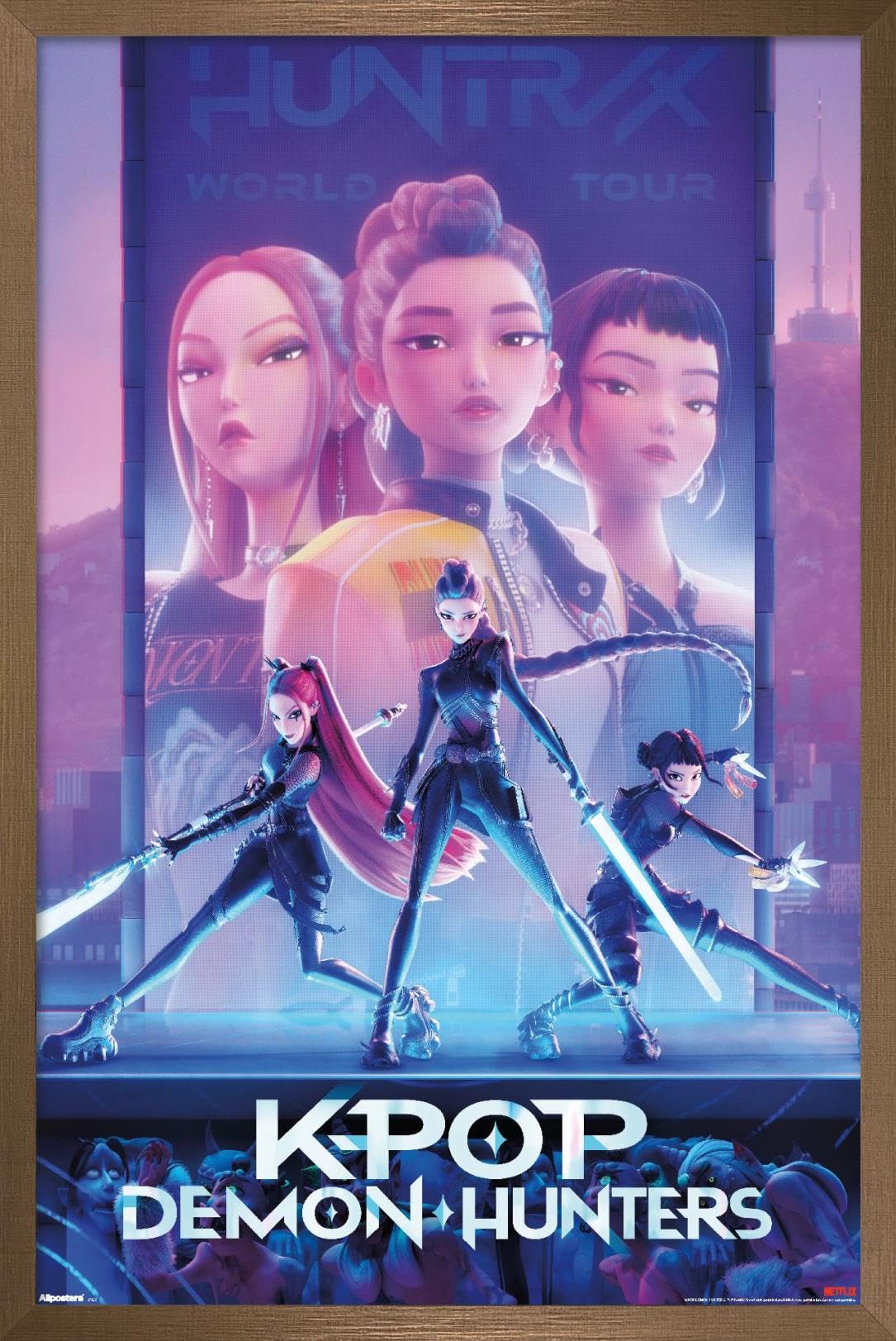 Netflix KPop Demon Hunters (2025) - One Sheet Wall Poster, 22.4L" x 14.7W", Bronze Framed Version
