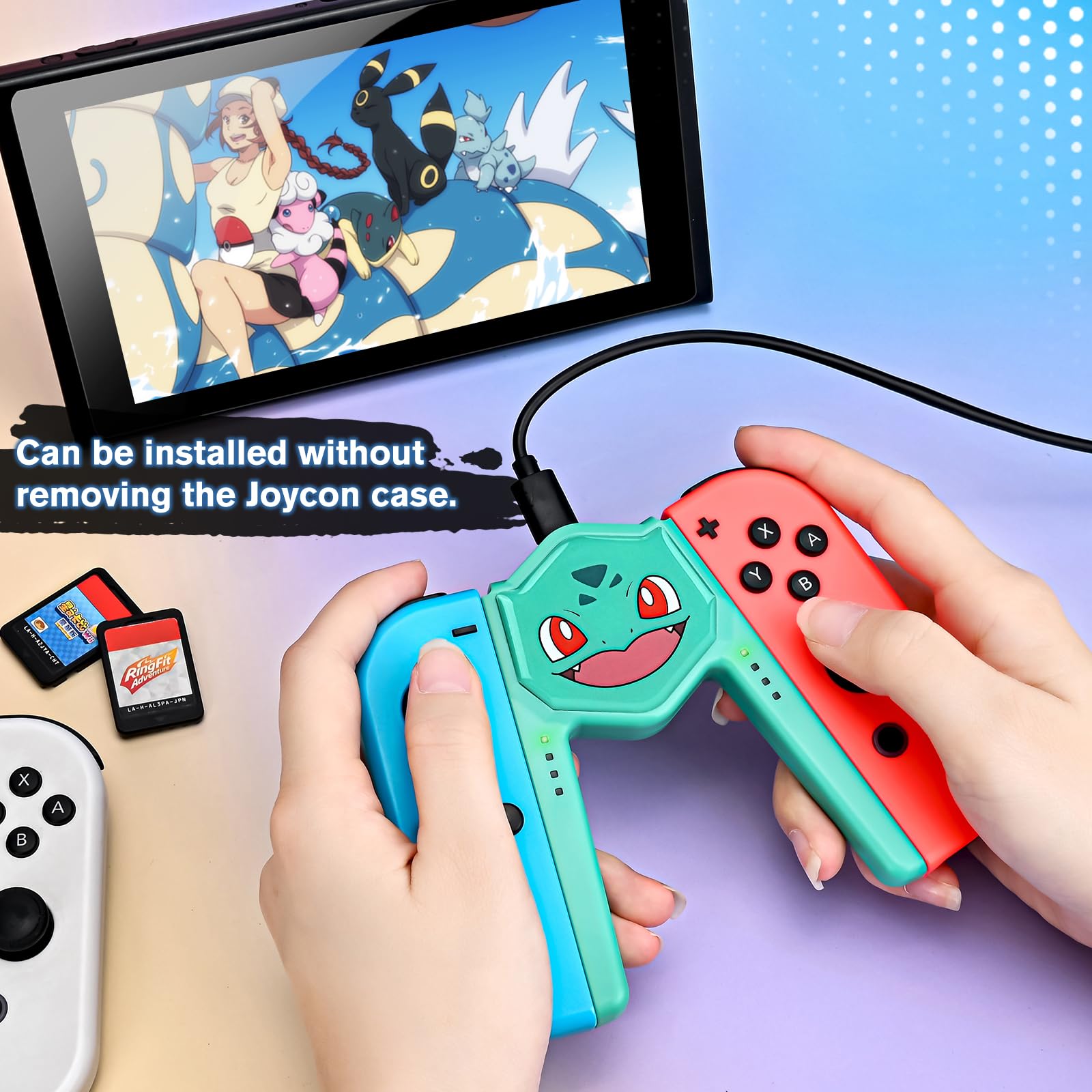 DLseego Poignée pour joycon OLED, Mignonne et Portable, en Forme de V, Plug and Play, Verte