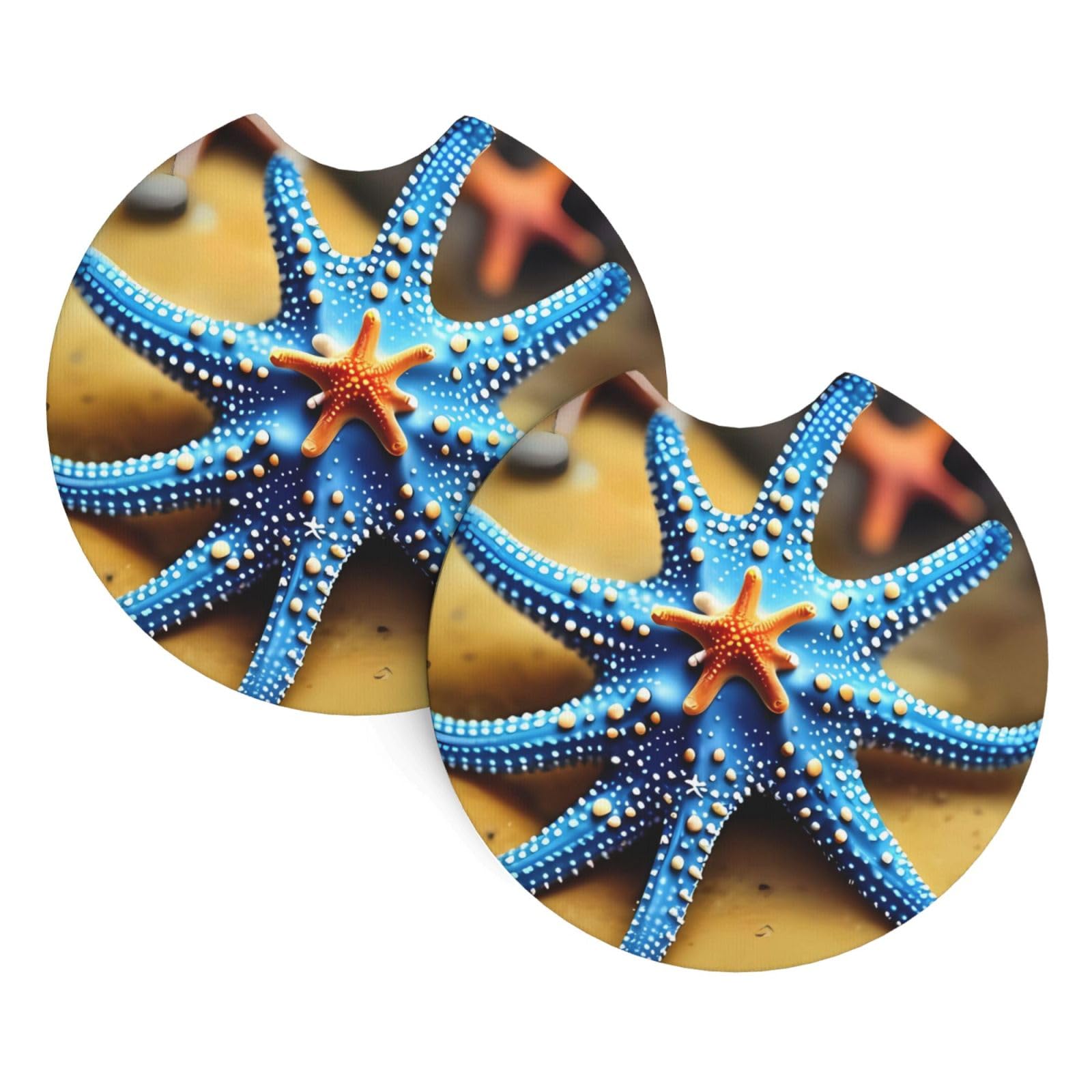 2 Pack Car Coaster for Cup Holders Beautiful Starfish Car Cup Coaster 2.7" Neoprene Non-Slip Automotive Cup Mat Universal Auto Car Interior Accessories for Women Men Cup Pad